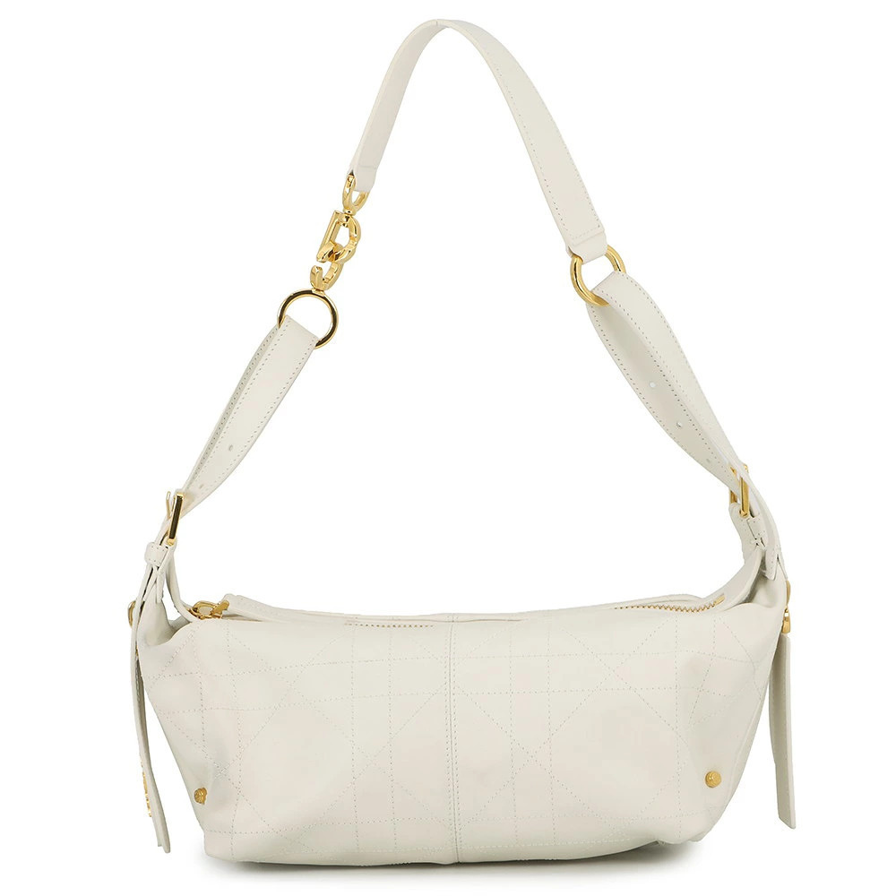 Christian Dior Shoulder Bag Flat Cannage Journey One White